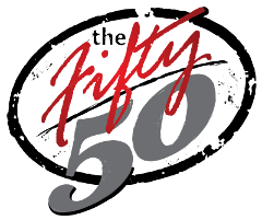 The Fifty 50 logo.